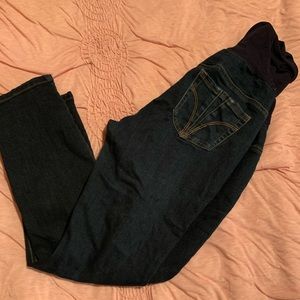 Indigo Blue dark wash full panel maternity jeans